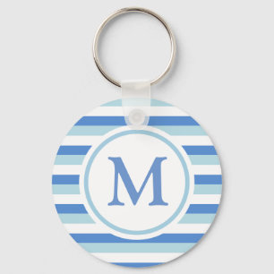 Monogramm (blau und weiß gestrichen) schlüsselanhänger