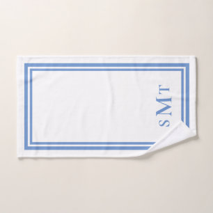 Monogramm Blau und Weiß mit drei Buchstaben Badhandtuch Set