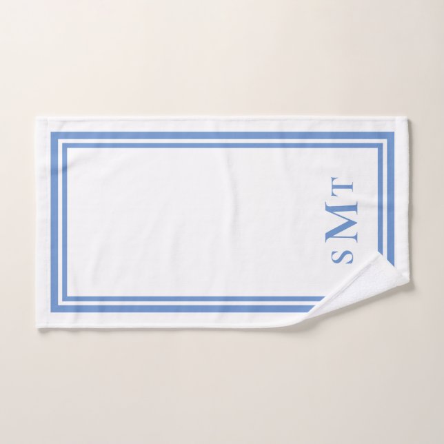 Monogramm Blau und Weiß mit drei Buchstaben Badhandtuch Set (Handtuch)