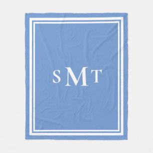 Monogramm Blau und Weiß mit drei Buchstaben Fleecedecke