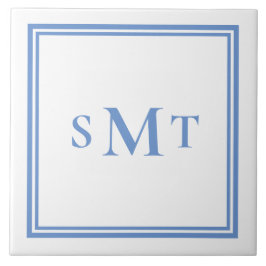 Monogramm Blau und Weiß mit drei Buchstaben Fliese