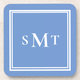 Monogramm Blau und Weiß mit drei Buchstaben Getränkeuntersetzer