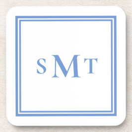 Monogramm Blau und Weiß mit drei Buchstaben Getränkeuntersetzer