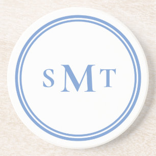 Monogramm Blau und Weiß mit drei Buchstaben Getränkeuntersetzer