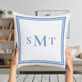 Monogramm Blau und Weiß mit drei Buchstaben Kissen