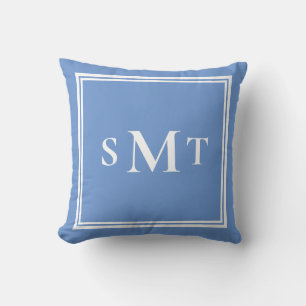 Monogramm Blau und Weiß mit drei Buchstaben Kissen