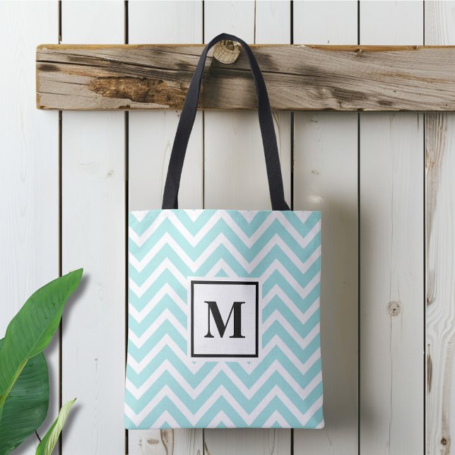 Monogramm Blau-Weiß Chevron Tasche (Von Creator hochgeladen)