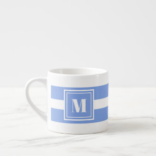 Monogramm Blau-Weiß-Gestreift Espressotasse