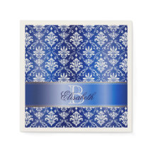 Monogramm Blau-Weiße Damaske