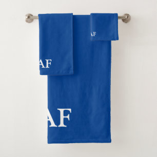 Monogramm Blau Weiße Minimalistische Einfache Bloc Badhandtuch Set