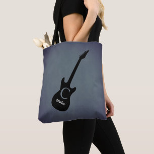 Monogramm blaue graue E-Gitarre Tasche