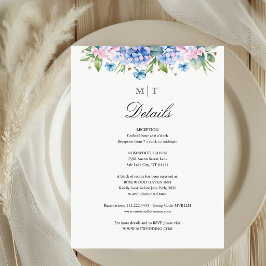 Monogramm Blaue Hortensien-Rand-Details Begleitkarte