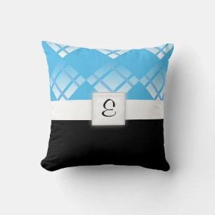 Monogramm blaue Karos Kissen