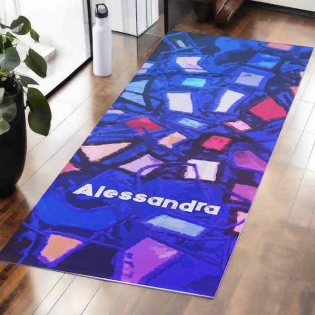 Monogramm blaue Marine abstrakt farbenfroh, fett Yogamatte (Von Creator hochgeladen)