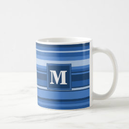 Monogramm blaue Streifen Kaffeetasse