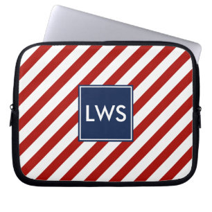 Monogramm blaue Streifen Laptopschutzhülle
