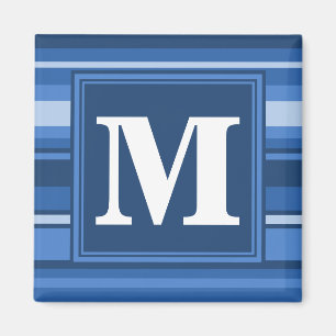 Monogramm blaue Streifen Magnet