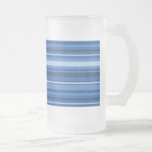 Monogramm blaue Streifen Mattglas Bierglas