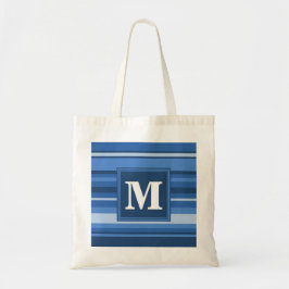 Monogramm blaue Streifen Tragetasche