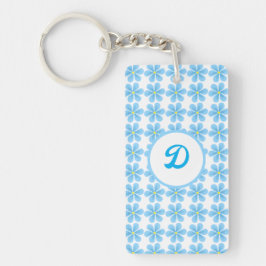 monogramm-blauer botanischer Erstling Schlüsselanhänger
