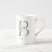 Monogramm Blauer Rosa Farbstoff Blumenzange Letter