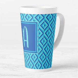 Monogramm blaues Dreikantmuster Milchtasse