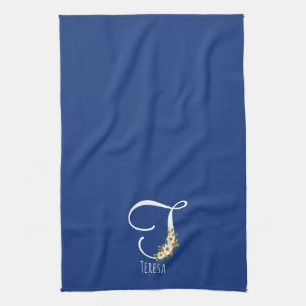 Monogramm blaues Küchentuch als Einzugsgeschenk