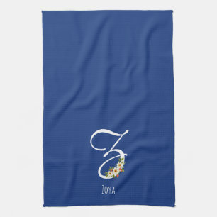 Monogramm blaues Küchentuch als Einzugsgeschenk