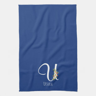 Monogramm blaues Küchentuch als Einzugsgeschenk