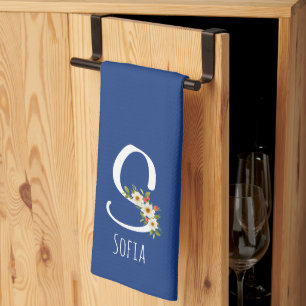Monogramm blaues Küchentuch als Einzugsgeschenk