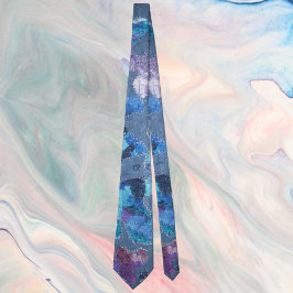 Monogramm blaues lila aquamarines Marinemuster dek Krawatte