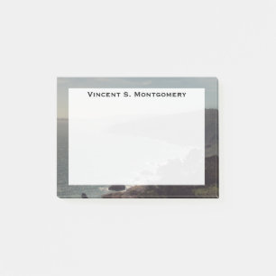 Monogramm Blaues Ozeanwasser, Graue Rocky Mountain Post-it Klebezettel