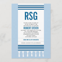 Monogramm blaues Tallit Bar Mitzvah Einladung