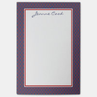 Monogramm-blaues u. rotes Quatrefoil Gitter-Muster