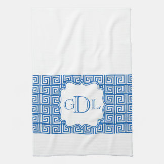 Monogramm-blaues u. weißes griechisches geschirrtuch
