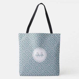 Monogramm-blaues und graues mutiges griechisches tasche