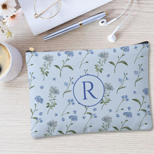 Monogramm Blaues Vergissmeinnicht-Blumen-Wasserfar Zubehörtasche