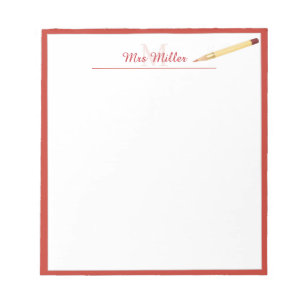 Monogramm Bleistift Personalisierter Lehrer Notizb Notizblock