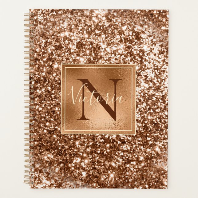 Monogramm-Blindname für Kupfer-Glitzer Planer (Vorderseite)