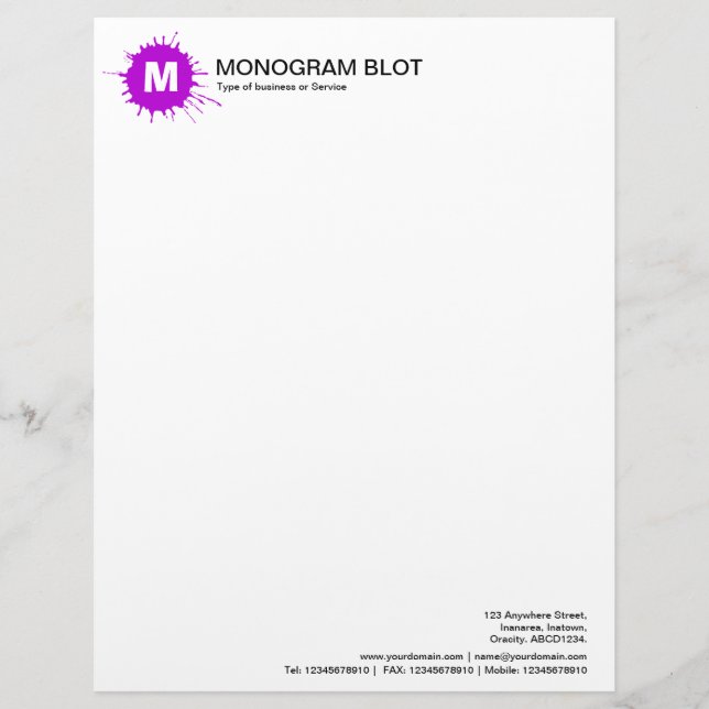 Monogramm - Blot - Lila Briefkopf (Vorderseite)