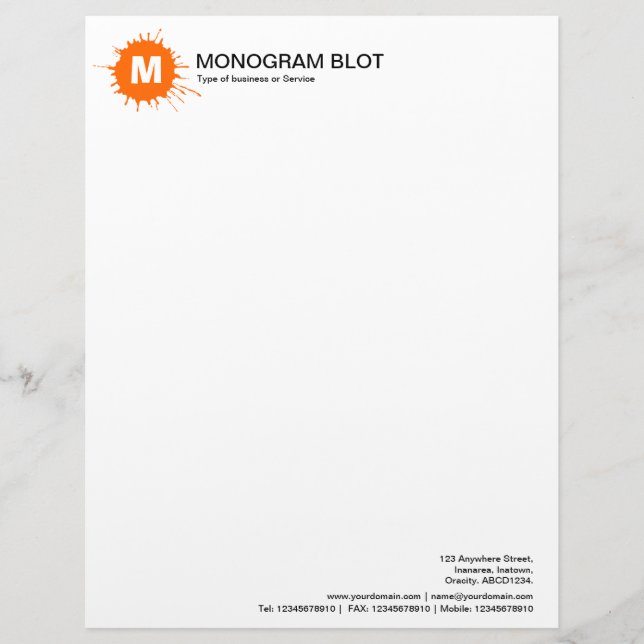 Monogramm Blot - Orange Briefkopf (Vorderseite)