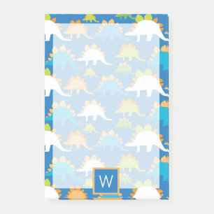 Monogramm Blue Orange Green Dinosaurier Post-it Klebezettel
