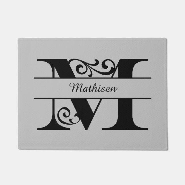 Monogramm Blüh Buchstaben M mit Name Doormat Fußmatte (Vorderseite)