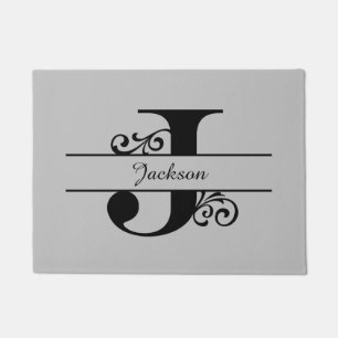 Monogramm Blüh Letter J mit Name Doormat Fußmatte