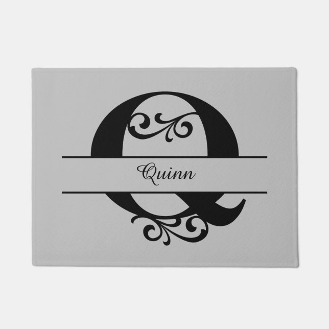 Monogramm Blühe Buchstaben Q mit Name Doormat Fußmatte (Vorderseite)