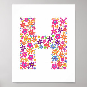 Monogramm-Blume Blumenbrief H Poster