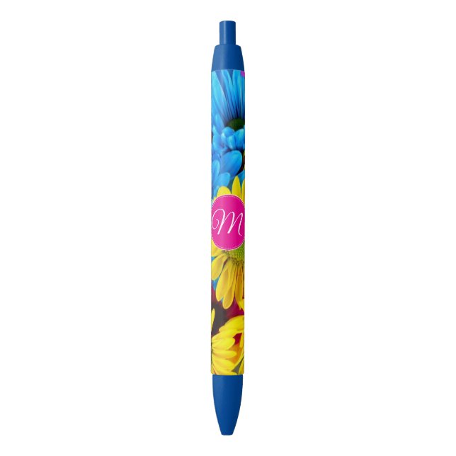 Monogramm-Blume in fluoreszierenden Farben Kugelschreiber (Vorderseite Vertikal)