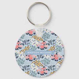 Monogramm-Blume Moderner Minimalistischer Schlüsse Schlüsselanhänger