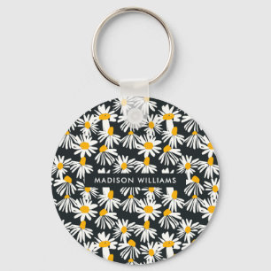 Monogramm-Blume Moderner Minimalistischer Schlüsse Schlüsselanhänger