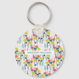Monogramm-Blume Moderner Minimalistischer Schlüsse Schlüsselanhänger